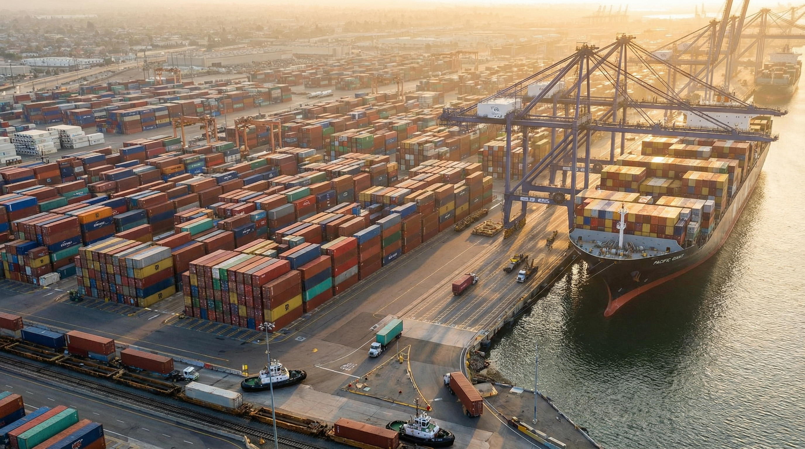 Shipping containers at an American port