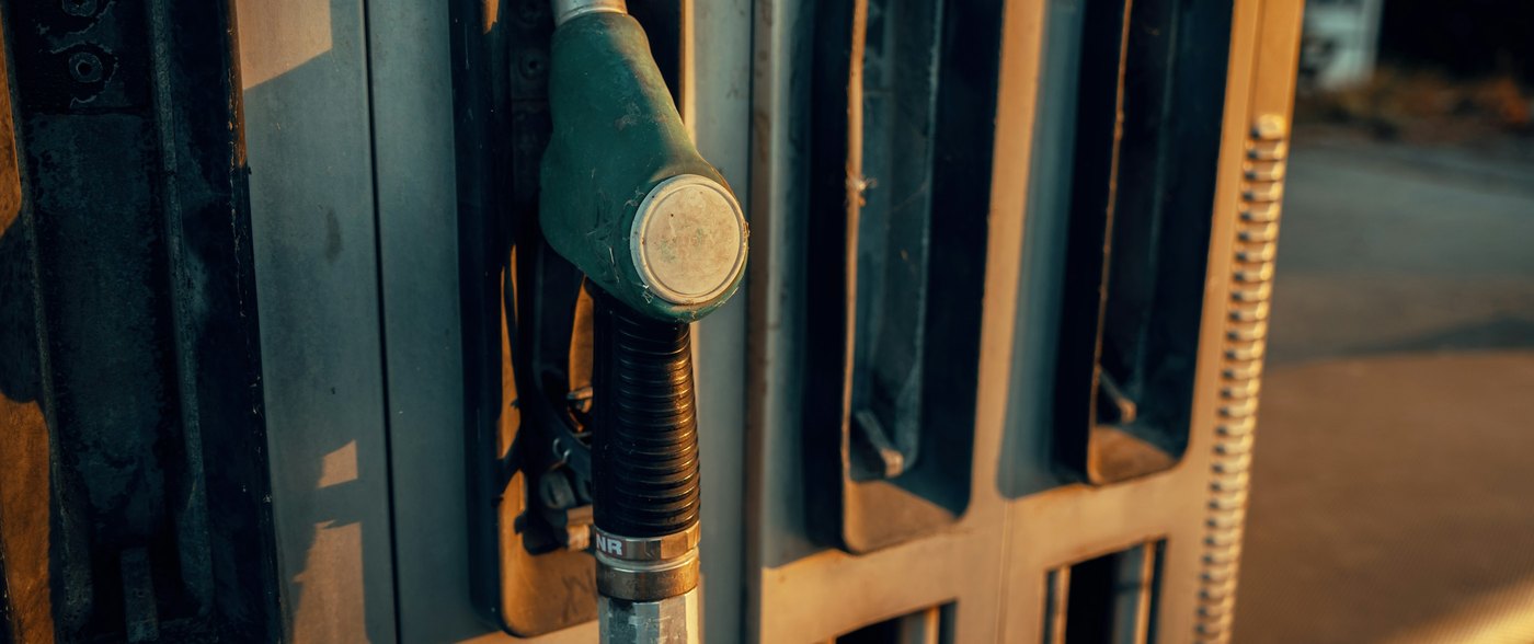 Diesel pump nozzle at a fuel island