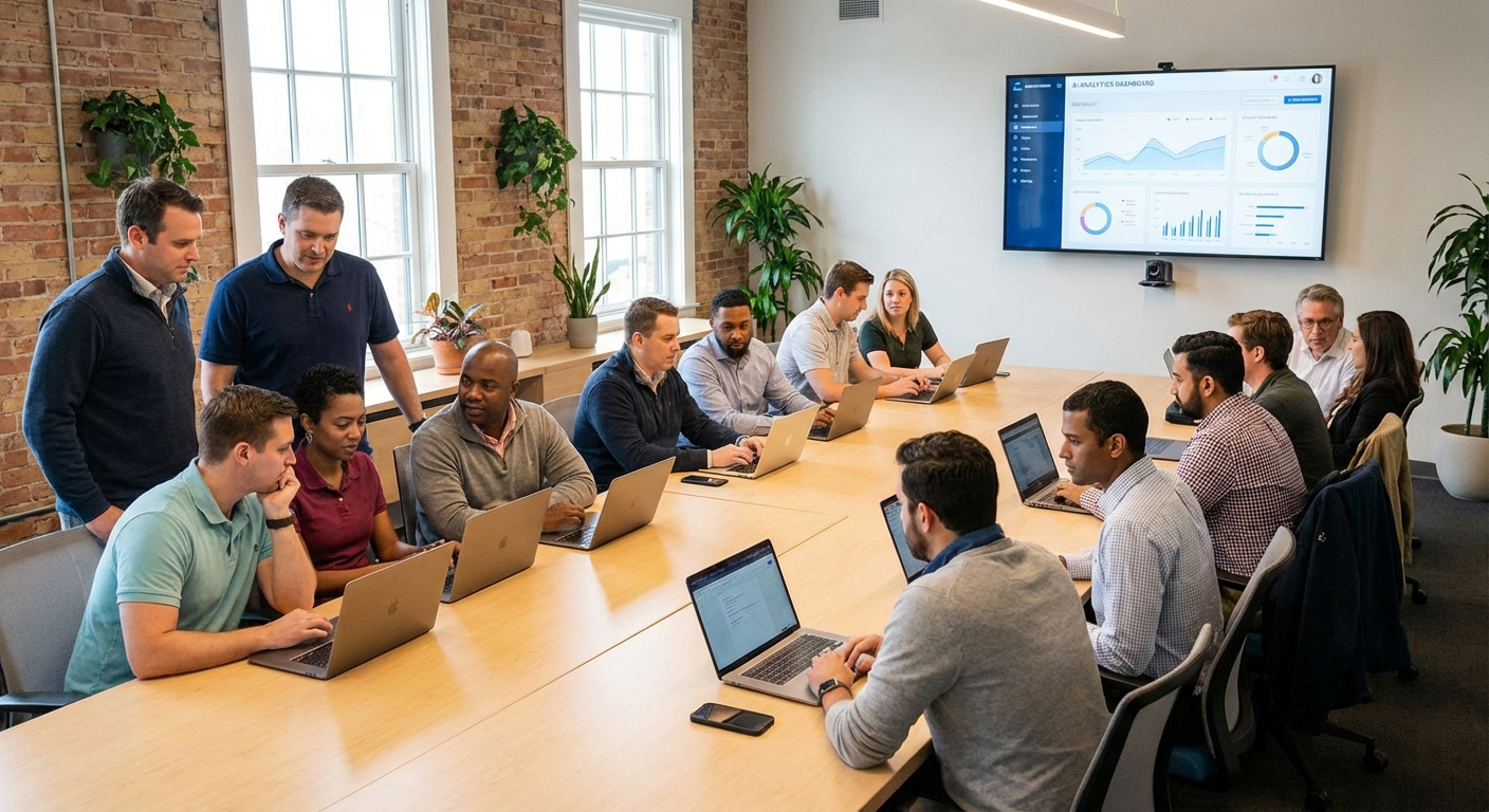 Participants in a hands-on AI training workshop