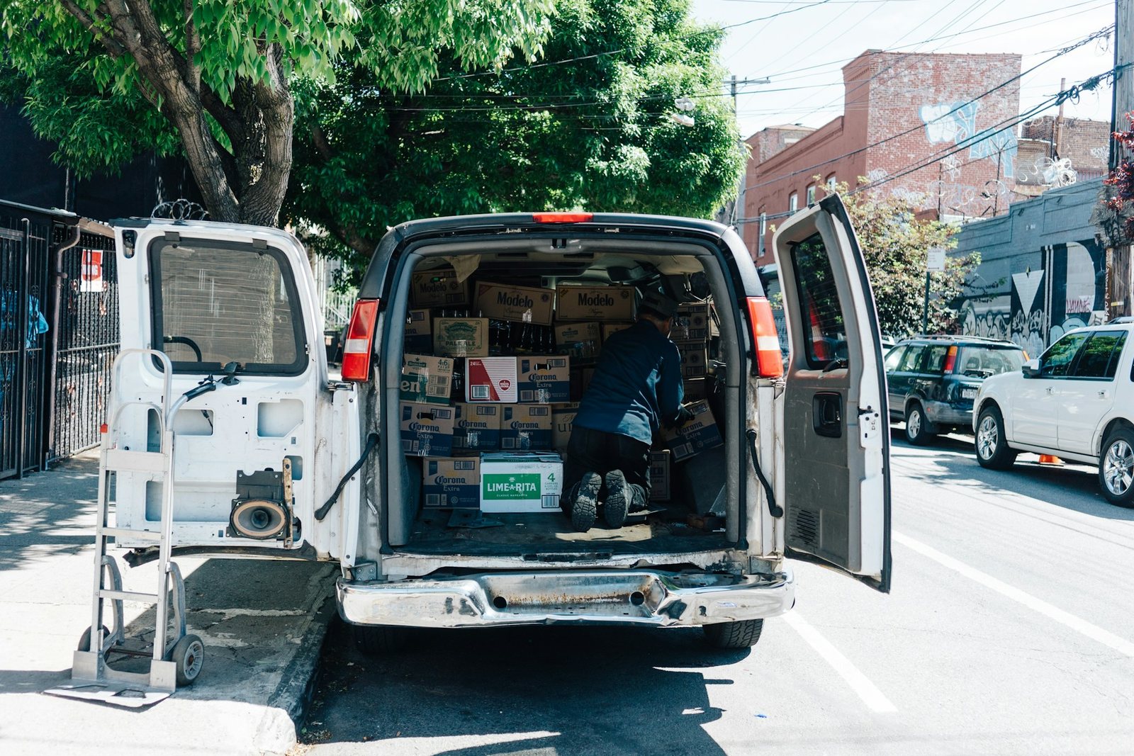 A delivery van loaded for the day
