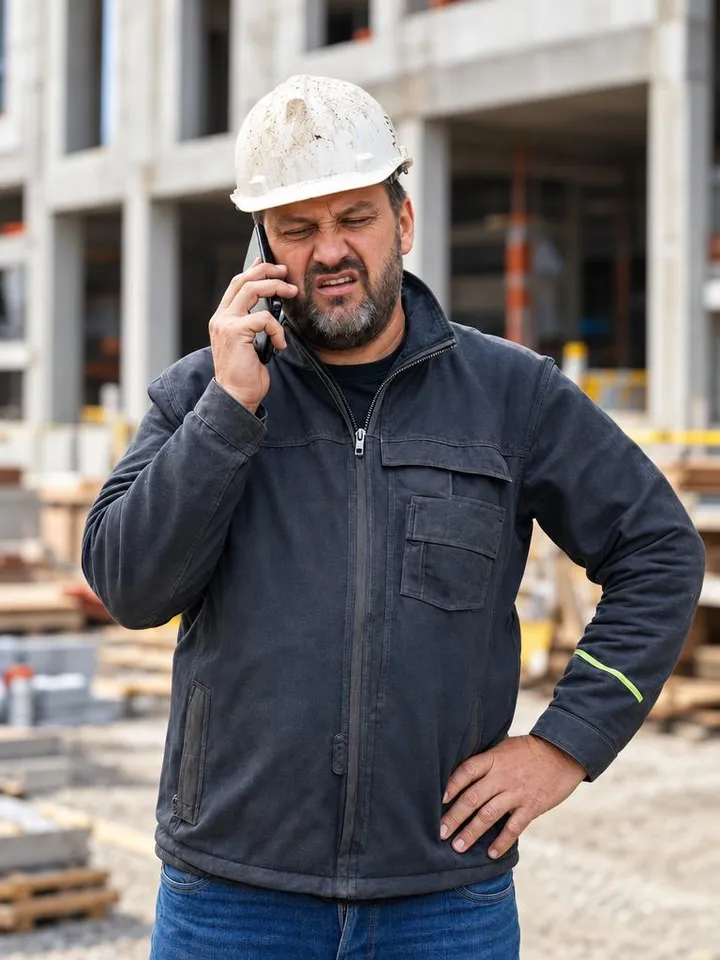 A contractor on hold, waiting on his order