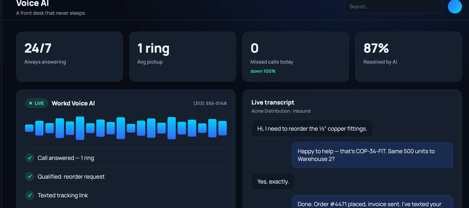 Workd Voice live call panel