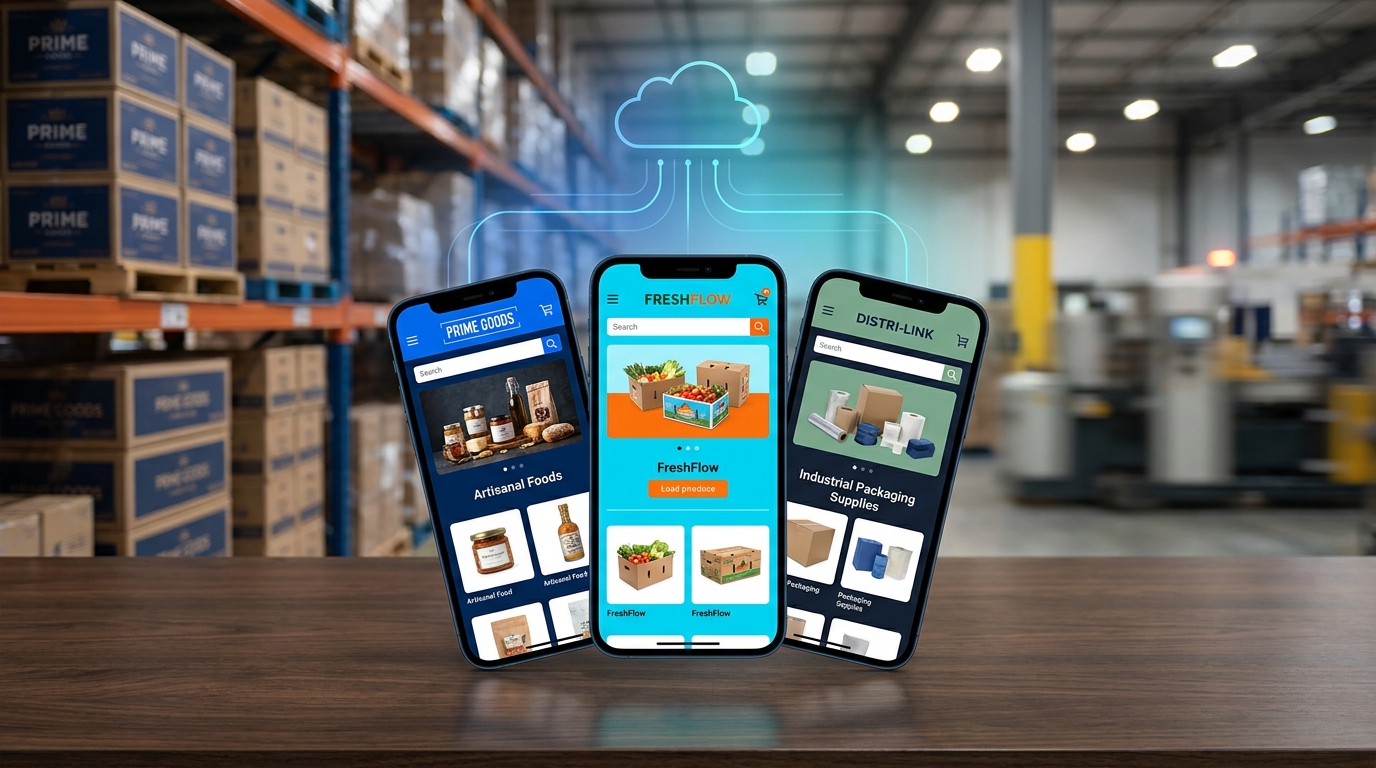 Three phones side-by-side showing different sub-brand storefronts on a single Workd backend