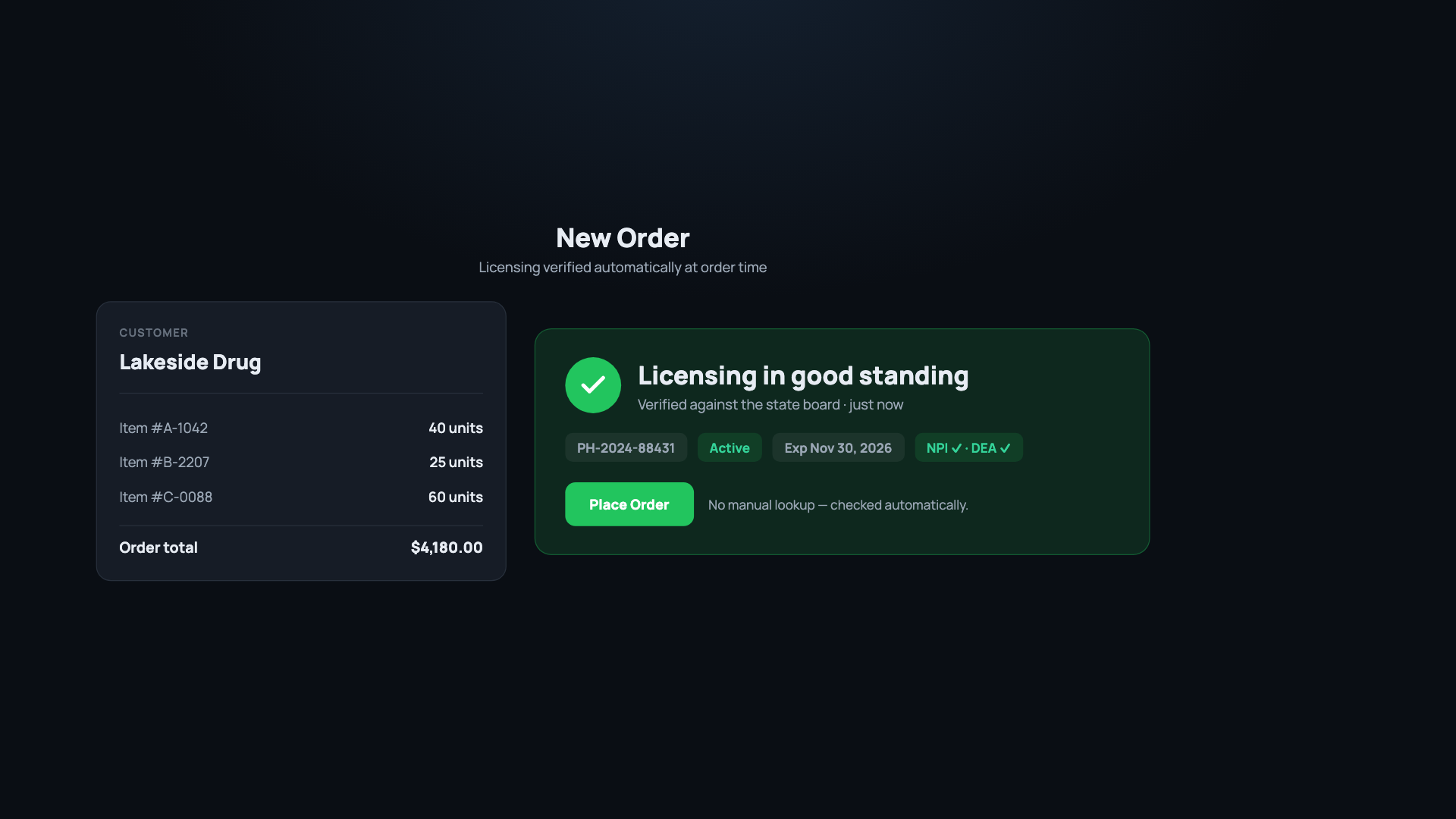 WorkdID verifying a customer license automatically at order time